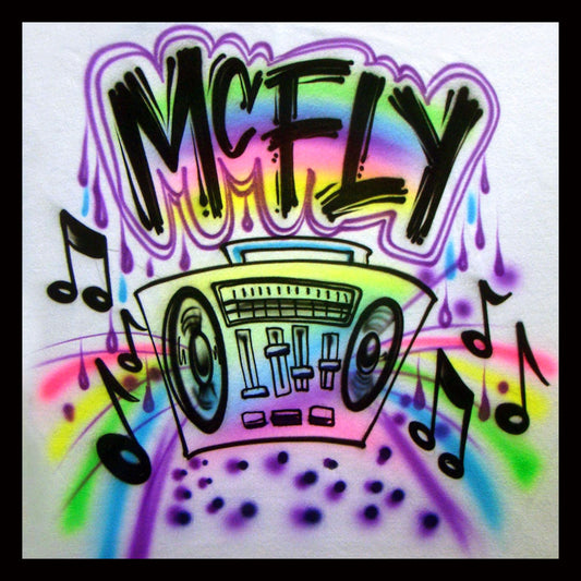 Airbrush T-shirt - 80's - 90's  - Boom box - Hip Hop - Music - Graffiti