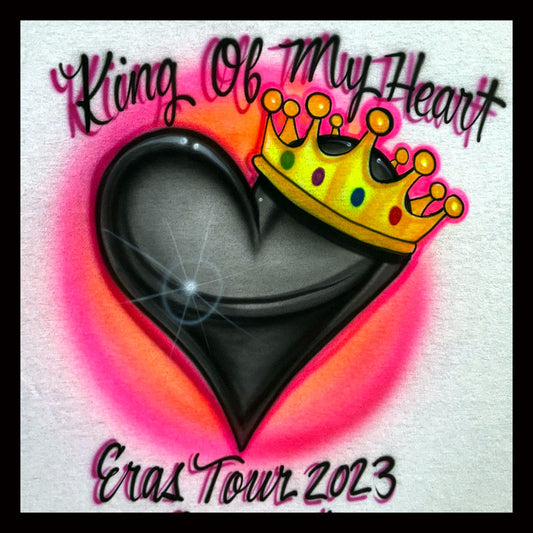 Airbrush T-shirt - Heart with Crown - King Of My Heart