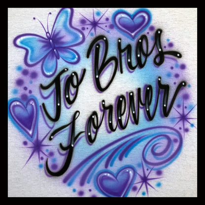 Airbrush T-shirt -Jo Bros Forever - Hearts - Butterfly - Swirl