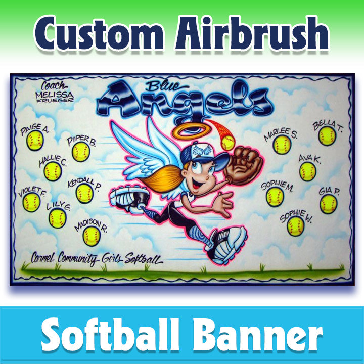 Airbrush Softball Banner - Angels -2002