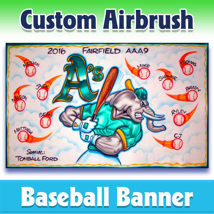 Airbrush Baseball Banner - Athletics -1005