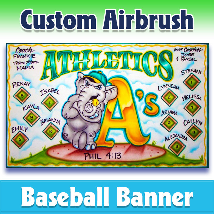 Airbrush Baseball Banner - Athletics -1019
