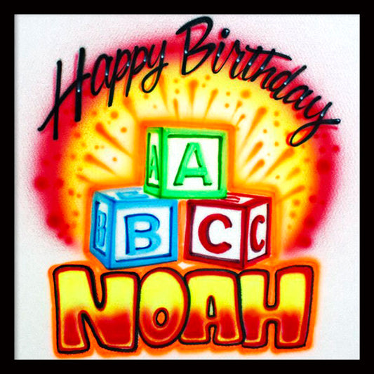 Airbrush T-shirt - Happy Birthday - ABC