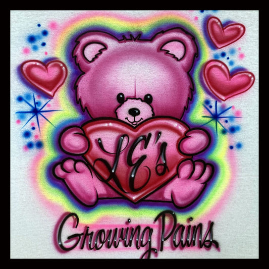 Airbrush T-shirt - Birthday - Teddy Bear - Hearts - Rainbow - Custom - Bear - Love