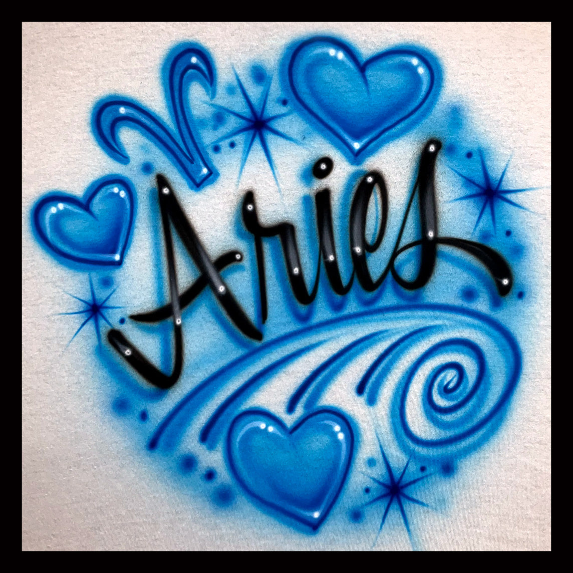 Airbrush T-shirt - Aries zodiac symbol with hearts