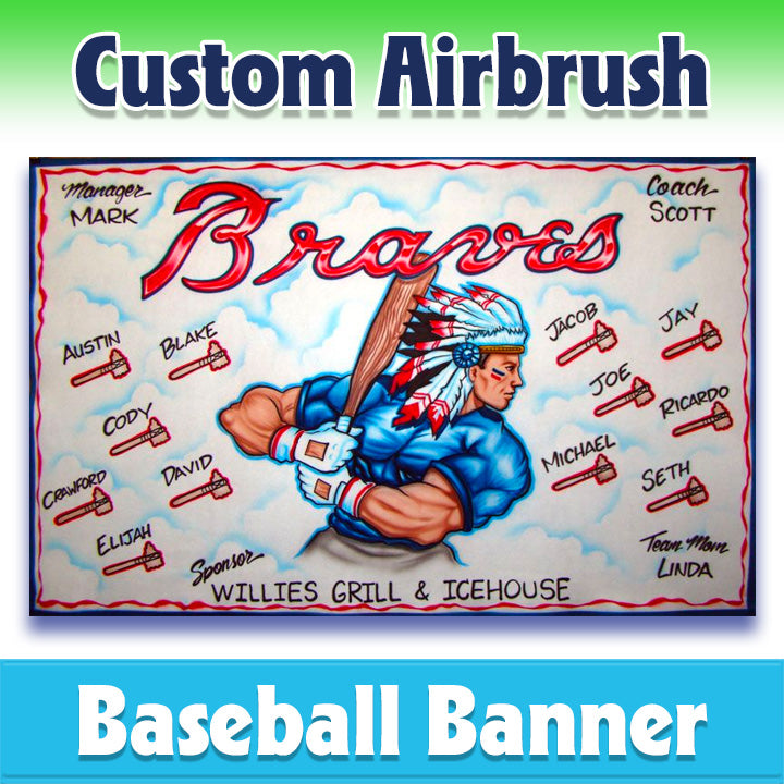 Airbrush Baseball Banner - Braves -1017