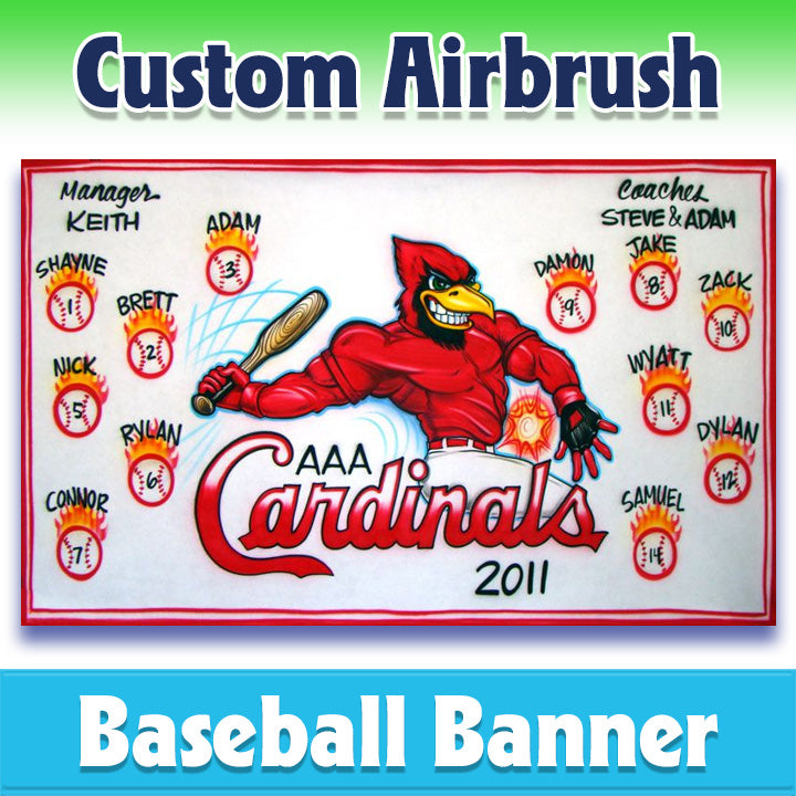 Airbrush Baseball Banner - Cardinals -1009