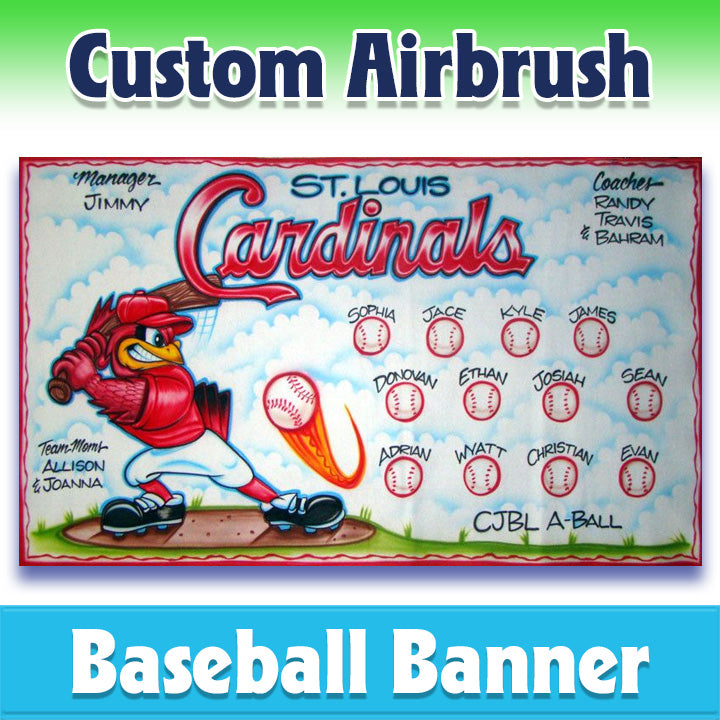 Airbrush Baseball Banner - Cardinals -1028