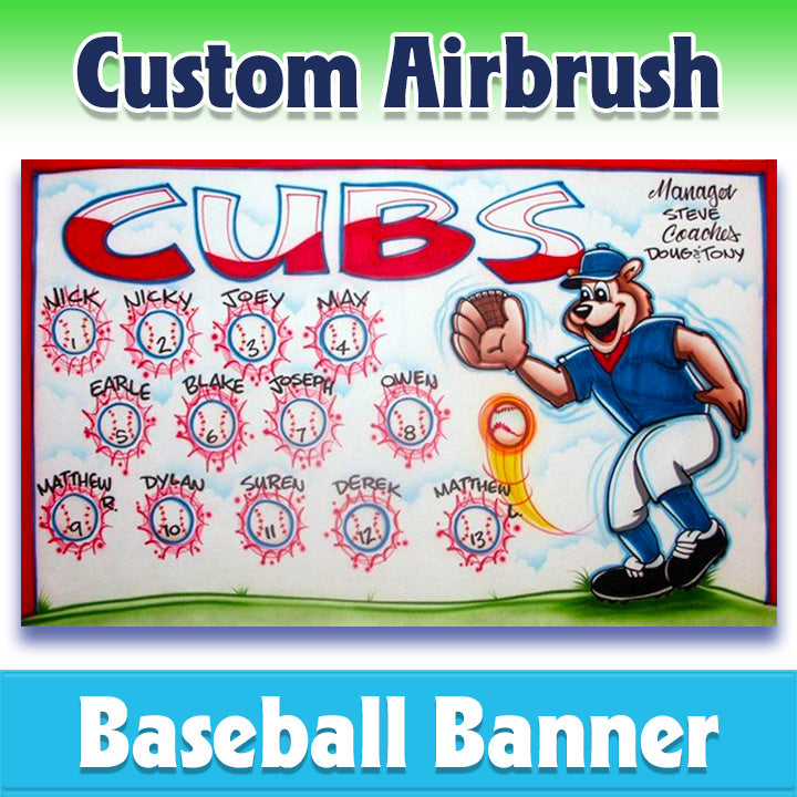 Airbrush Baseball Banner - Cubs -1002