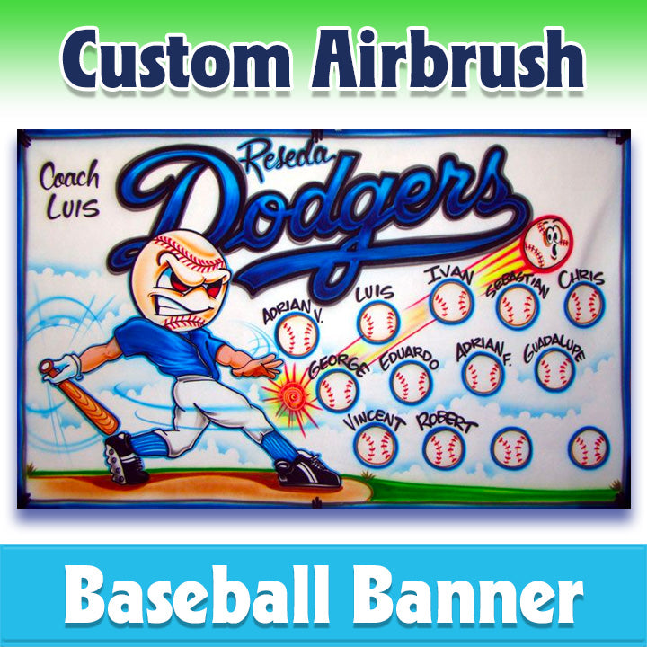 Airbrush Baseball Banner - Dodgers -1014 – Fresh Air Shirts