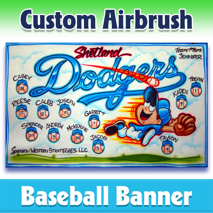 Airbrush Baseball Banner - Dodgers -1017