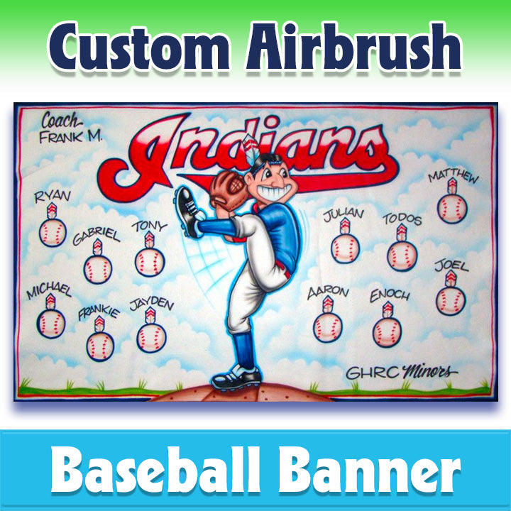 Airbrush Baseball Banner - Indians -1006