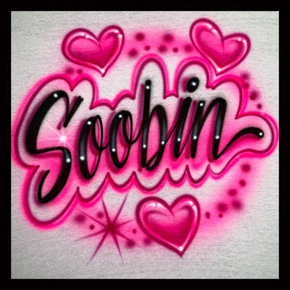 Airbrushed T-shirt - Soobin - Hearts and starbursts - as seen on TikTok