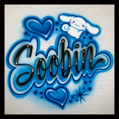 Airbrushed T-shirt - Soobin - Hearts and starbursts  with Cinnamoroll