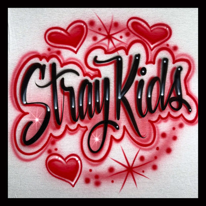 Stray Kids KPOP airbrushed t-shirt with hearts