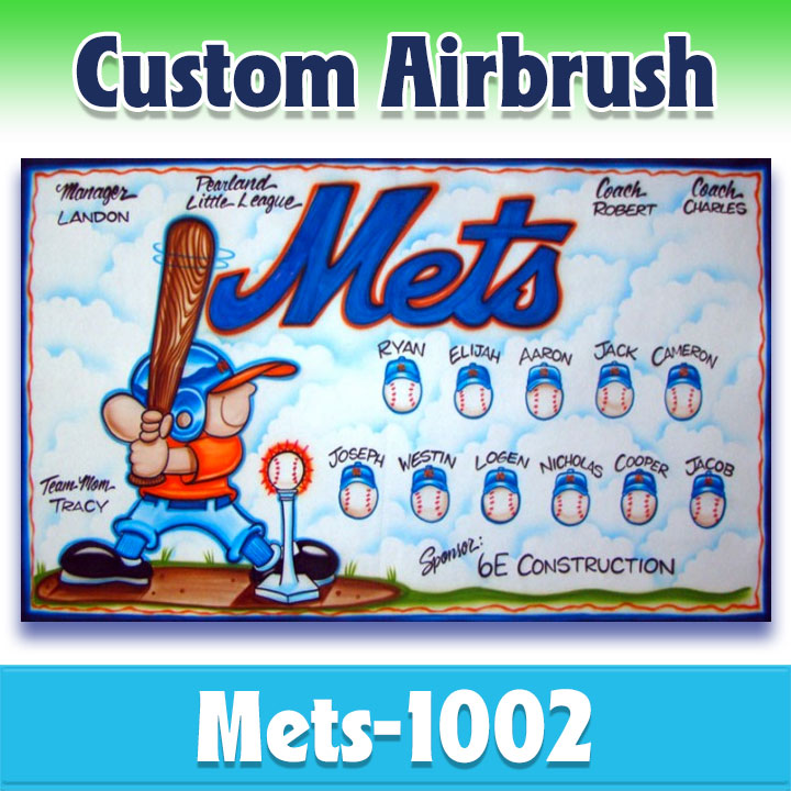 Airbrush Baseball Banner - Mets -1002