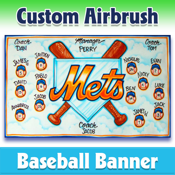 Airbrush Baseball Banner - Mets -1018