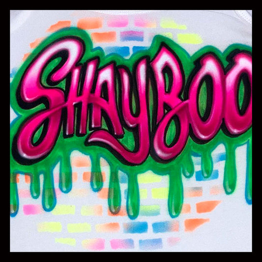 Airbrush T-shirt - Graffiti - Brick Wall - Personalized - Gift - Name