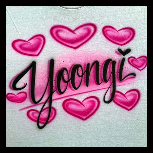 Yoongi-Suga-Kpop-airbrushed t-shirt with hearts