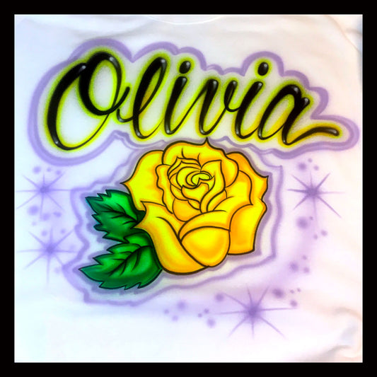 Airbrush T-shirt - Rose - Name - Word - Personalize - Custom - Gift - Birthday