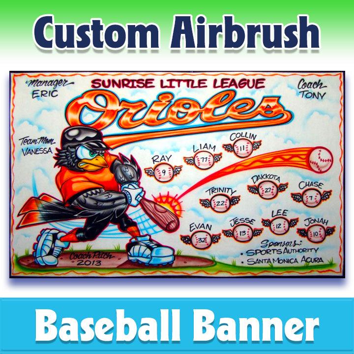 Airbrush Baseball Banner - Orioles -1007