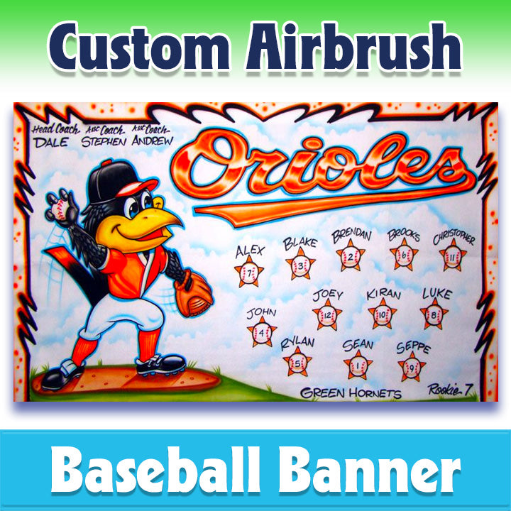 Airbrush Baseball Banner - Orioles -1009