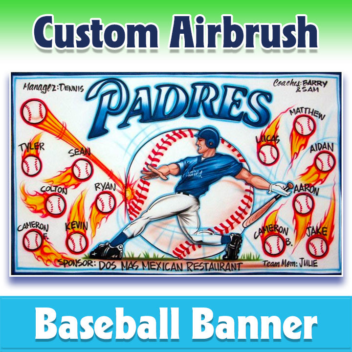 Airbrush Baseball Banner - Padres -1002