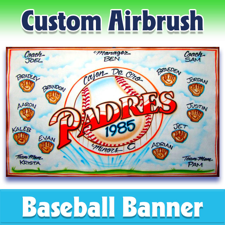 Airbrush Baseball Banner - Padres -1010
