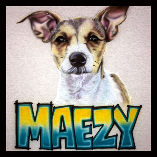 Airbrush T-shirt - Pet Portrait - Pet's Name - You Choose Colors