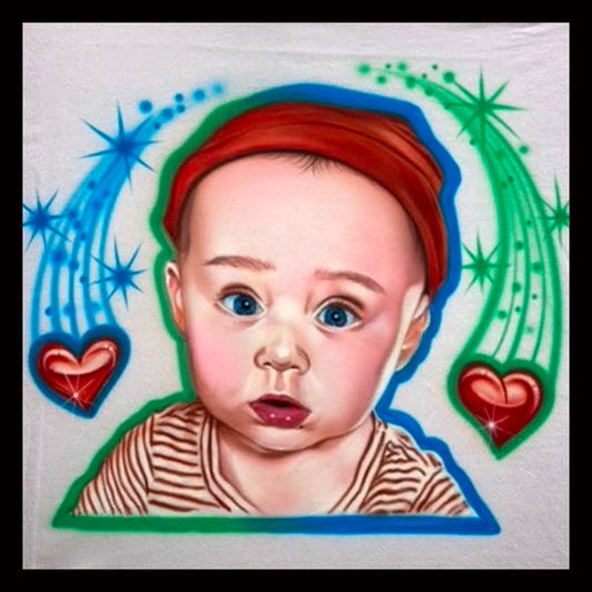 Airbrush T-shirt - Baby Portrait - Hearts