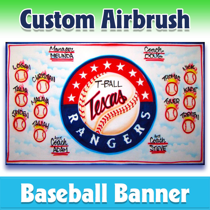 Airbrush Baseball Banner - Rangers -1005