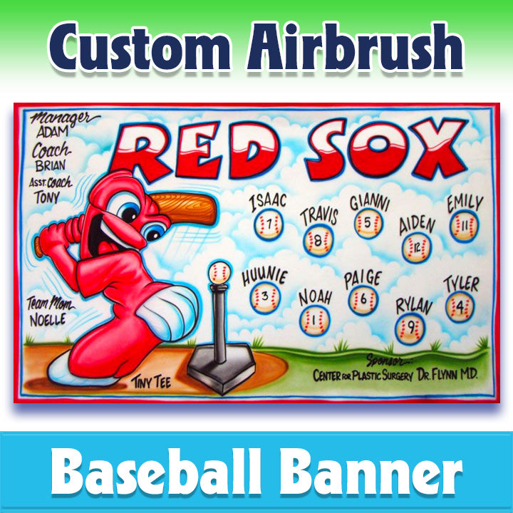 Airbrush Baseball Banner - Red Sox -1018