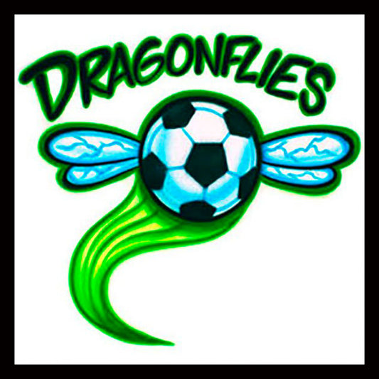 Airbrush T-shirt - Soccer Ball - dragonflies - Your Name - Airbrushed T-Shirt - Personalized - Gift