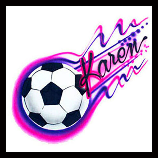 Airbrush T-shirt * Soccer Ball * Your Name or Word * Your Colors