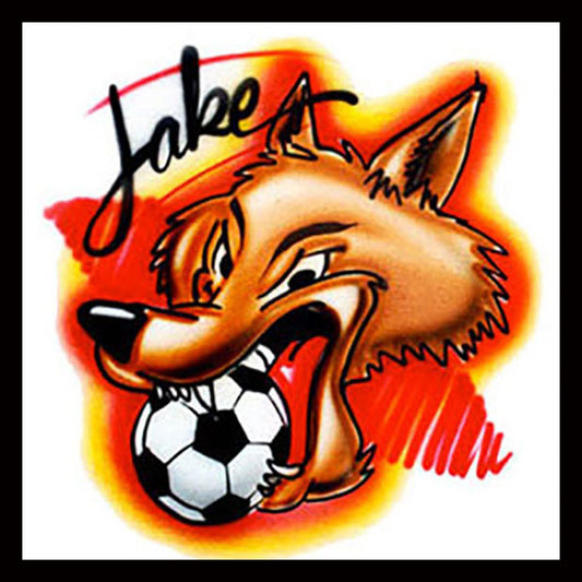 Airbrush T-shirt - Wolf - Soccer Ball - Your Name - Airbrushed T-Shirt - Personalized - Gift -Custom