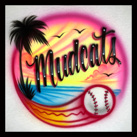 Airbrush T-shirt - Baseball - Softball - Your Sport - Beach