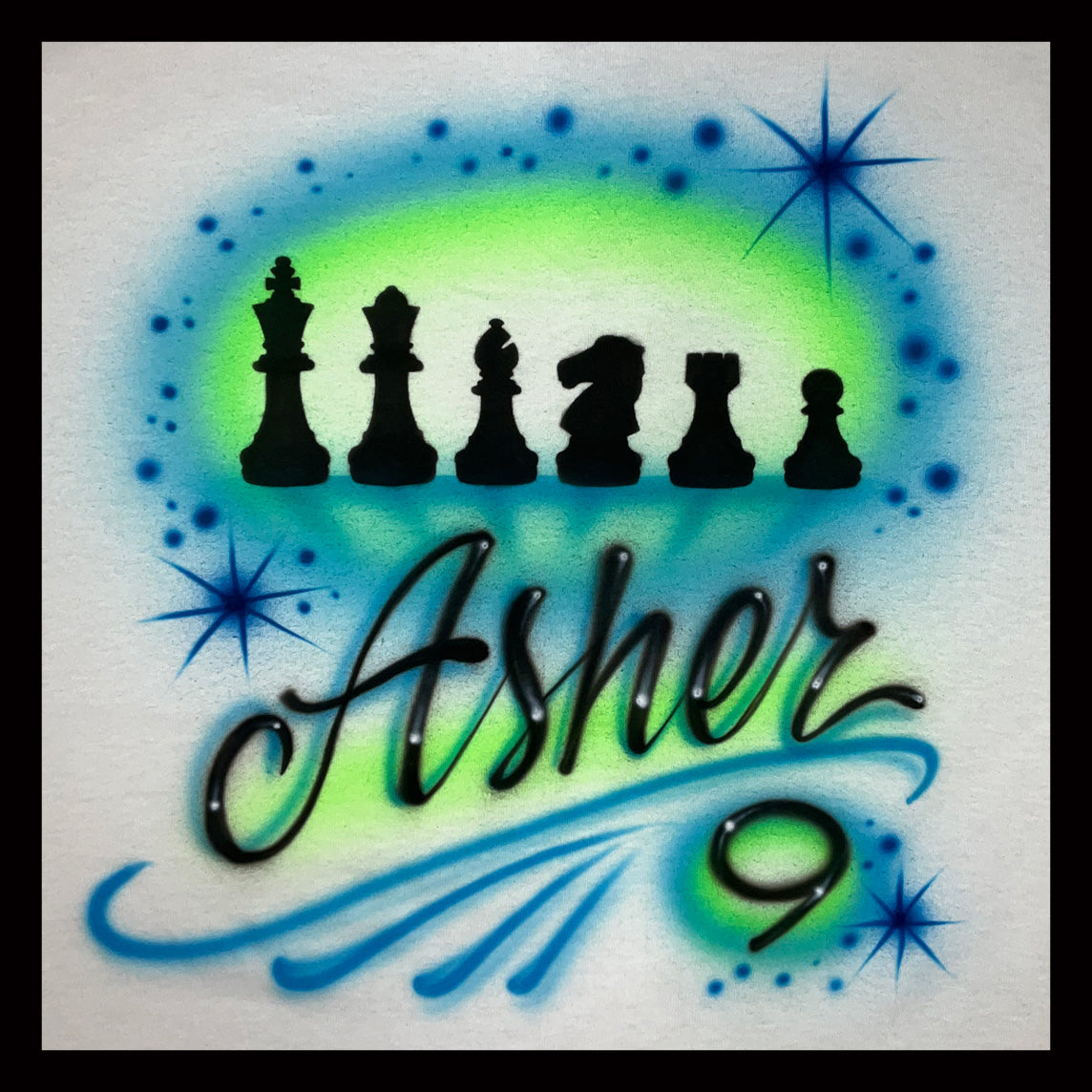 Chess airbrushed t-shirt - Your word