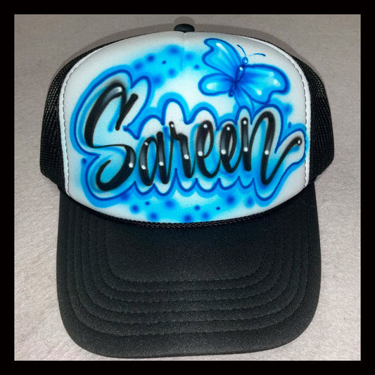 Airbrush Trucker Hat * Butterfly * Your name/word(s)