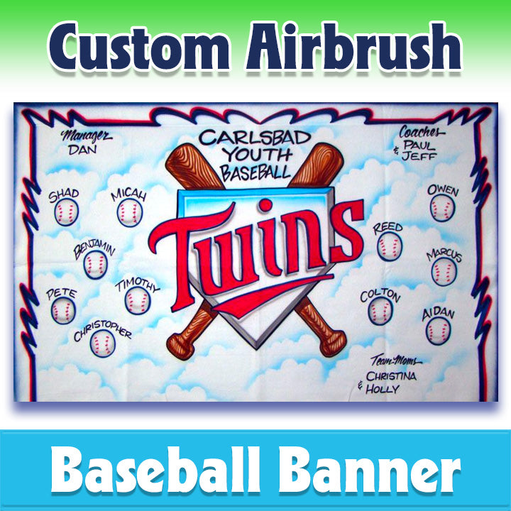 Airbrush Baseball Banner - Twins -1002