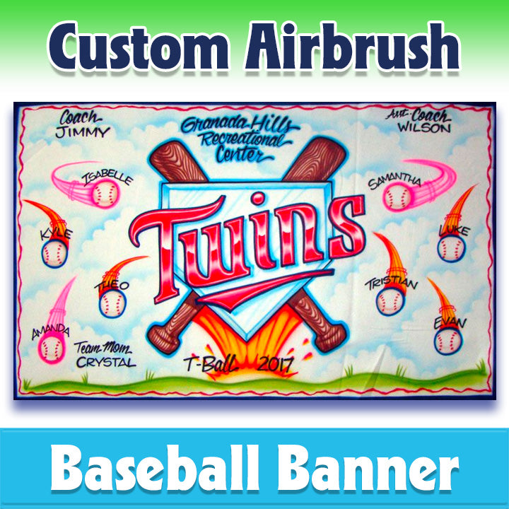 Airbrush Baseball Banner - Twins -1004