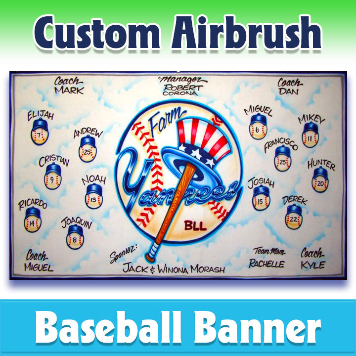 Airbrush Baseball Banner - Yankees -1004